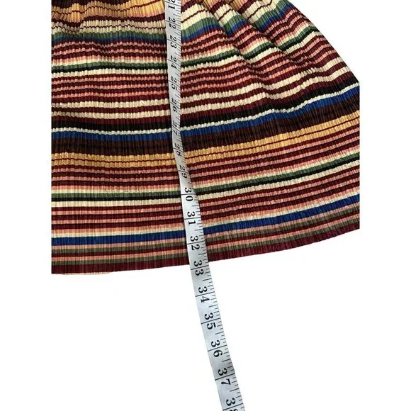 Zara Dress Fall Colors Striped Pleated Empire Waist SZ Medium Square Neck - Picture 13 of 13